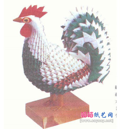 公鸡用三角插做的效果图