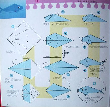 小鱼的简单折纸方法-幼儿儿童折纸教程