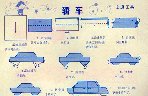 小轿车的手工折纸教程图解