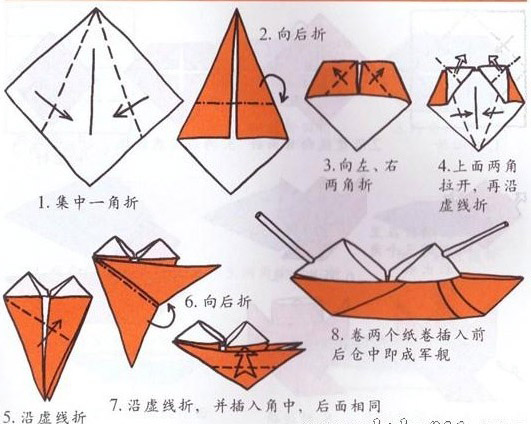 军舰的手工折纸教程图解