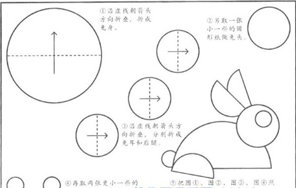 圆形兔子的手工折纸图解教程