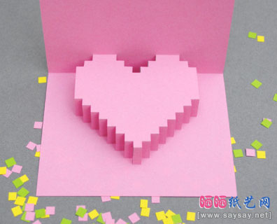 立体爱心贺卡立体卡片制作成品图