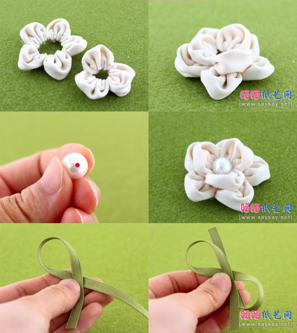 珍珠双层花朵发夹DIY制作步骤2