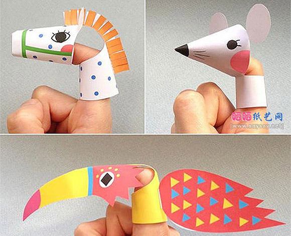 可爱小动物手指玩偶玩具D可爱小动物手指玩偶玩具DIY折纸作品 纸艺手偶图片欣赏IY折纸作品 纸艺手偶图片欣赏