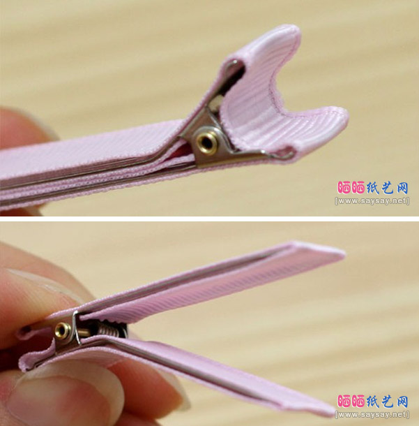 简单双层织带蝴蝶结儿童发夹自制步骤3