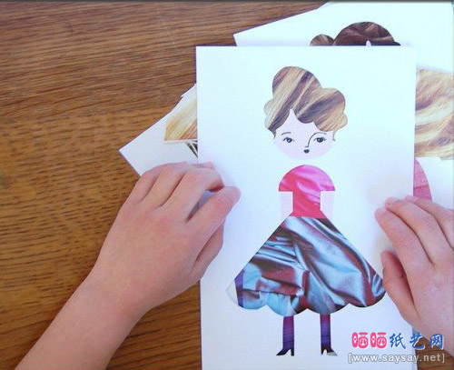 时尚可换衣纸娃娃贺卡明信片DIY制作步骤4