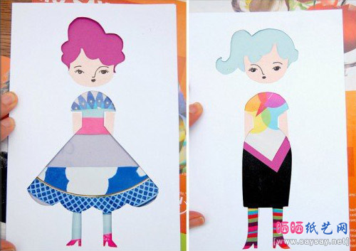 时尚可换衣纸娃娃贺卡明信片DIY制作步骤5