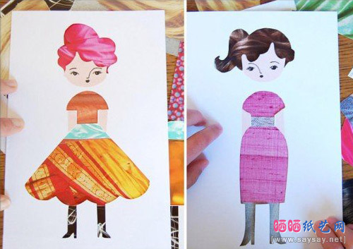 时尚可换衣纸娃娃贺卡明信片DIY制作步骤6