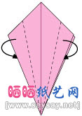 简单三角插孔雀开屏尾巴的三角单元手工折纸步骤7
