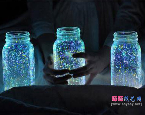 星空玻璃瓶手工DIY成品图