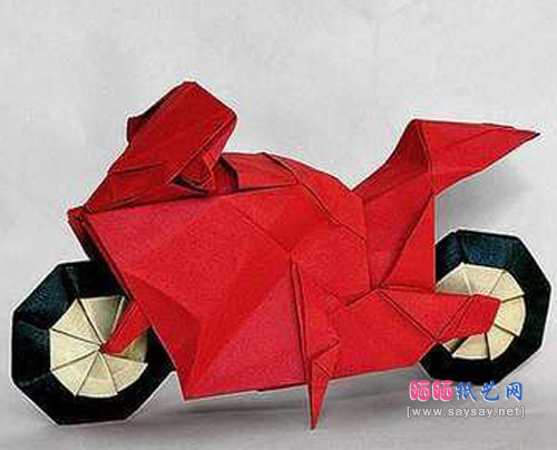 青木良新版摩托车手工折纸成品图