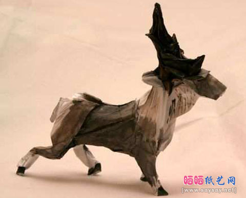 驯鹿手工折纸成品图