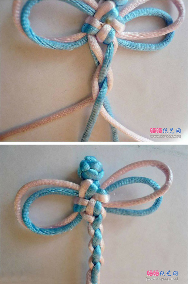中国传统绳结编织方法之--蜻蜓结打法具体步骤4