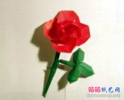 连枝带刺玫瑰花折纸教程成品图
