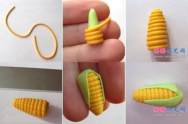 手工制作玉米软陶泥的教程图片