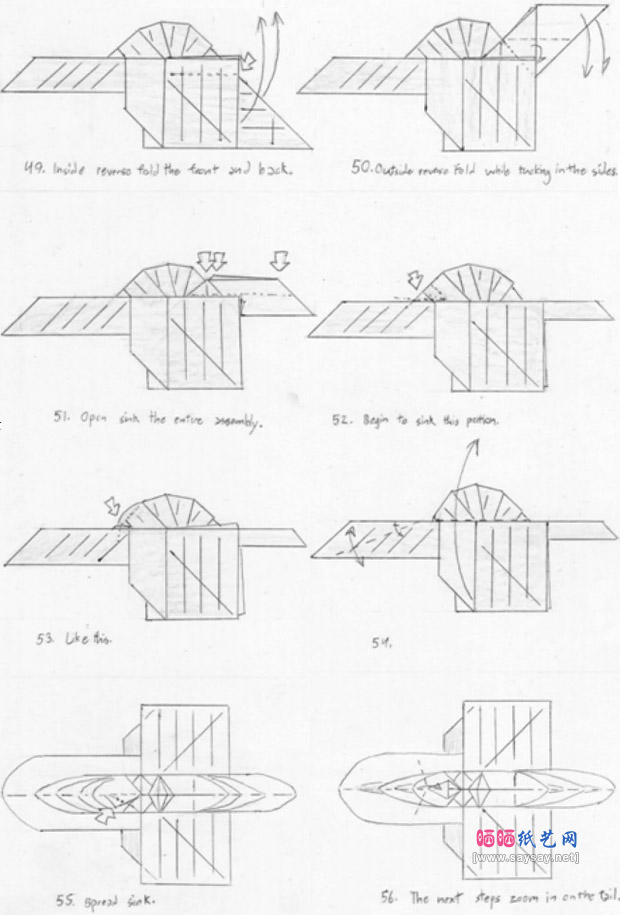 DIY恐龙折法之棘龙手工折纸图解教程图片步骤6