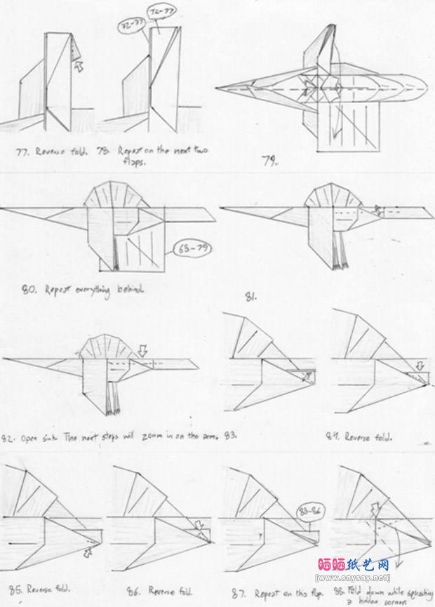 DIY恐龙折法之棘龙手工折纸图解教程图片步骤9