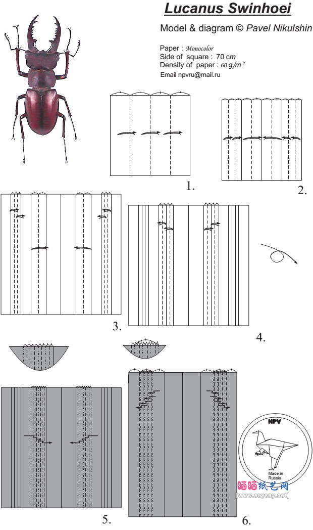 姬深山锹形虫手工折纸教程图解具体步骤1