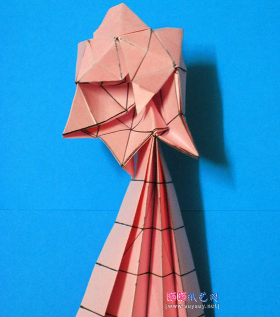个性折纸带底座玫瑰花手工DIY教程图片步骤23