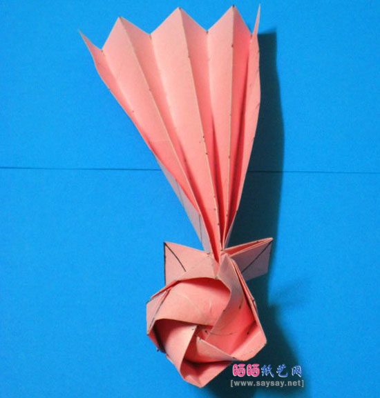 个性折纸带底座玫瑰花手工DIY教程图片步骤25