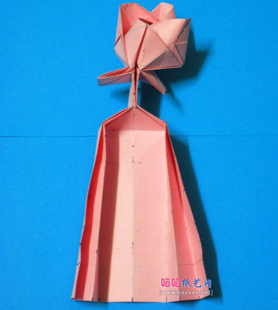 个性折纸带底座玫瑰花手工DIY教程图片步骤26