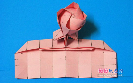 个性折纸带底座玫瑰花手工DIY教程图片步骤28