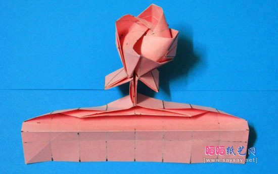 个性折纸带底座玫瑰花手工DIY教程图片步骤29