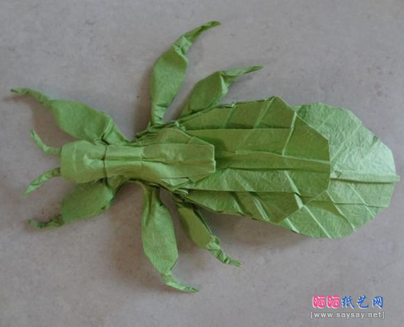 叶虫手工折纸实拍教程的成品图