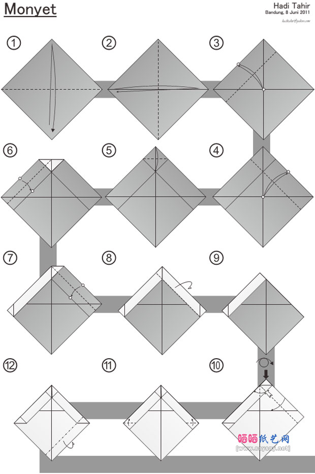 折纸猴子的方法教程图解具体步骤图片1