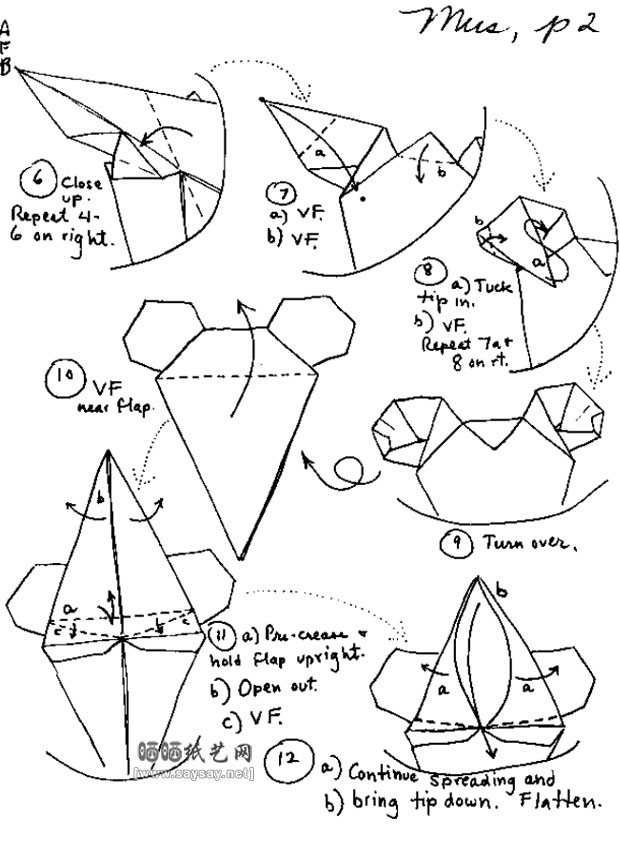 卡通人物米老鼠手工折纸教程图解详细步骤2