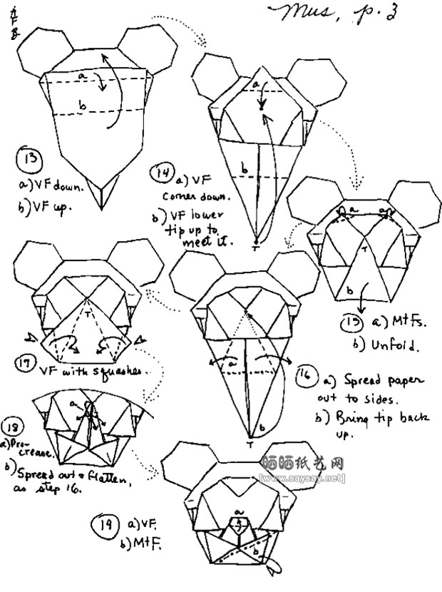 卡通人物米老鼠手工折纸教程图解详细步骤3