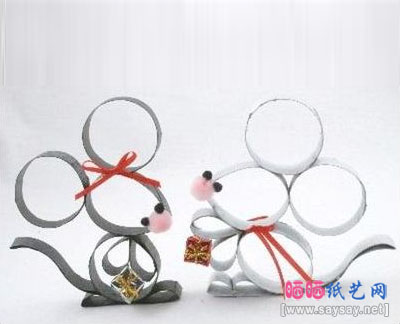 卫生纸芯筒DIY可爱小老鼠成品图