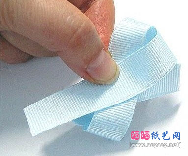 手工布艺丝带双蝴蝶结发夹手工制作图解教程步骤图片5
