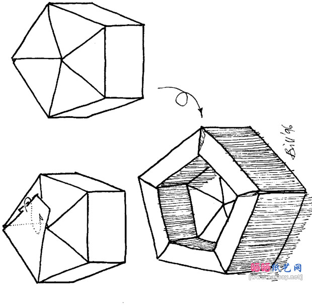 DaveBrill五边形立体盒子折纸教程步骤6
