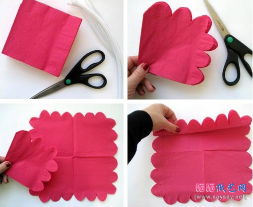 餐巾纸折漂亮纸花教程制作步骤1