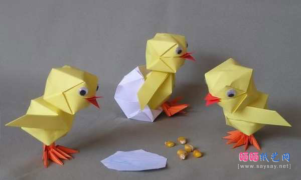 方块鸡手工折纸成品图2