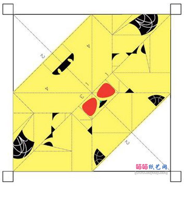 炫酷面具折纸教程图解步骤图片3