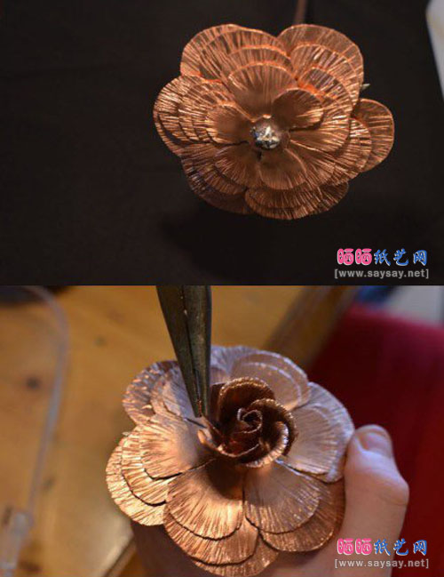 古色古香金属铜玫瑰花制作图片步骤7