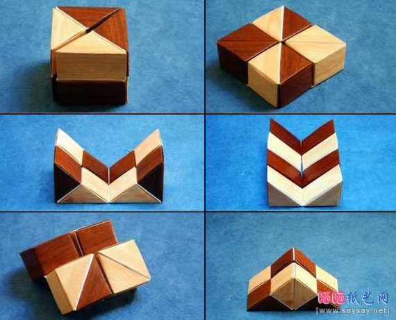 三角形积木几何体折纸成品图