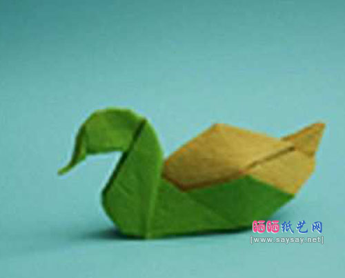 手工折纸野鸭子的方法教程2