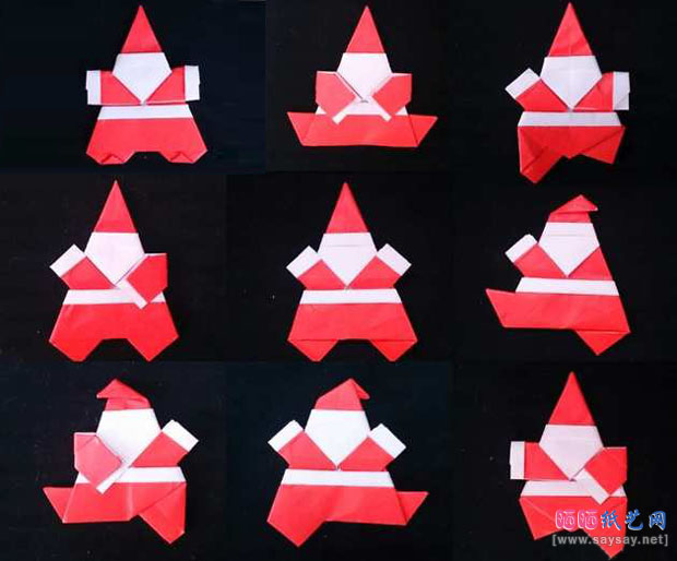简易圣诞老人手工折纸成品图