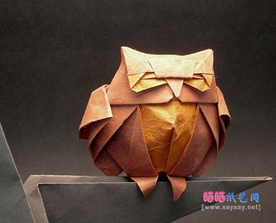 肥胖猫头鹰手工折纸教程成品图