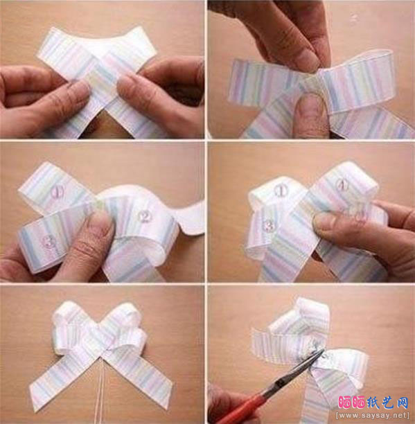 包装纸制作美丽蝴蝶结DIY教程折纸步骤图片