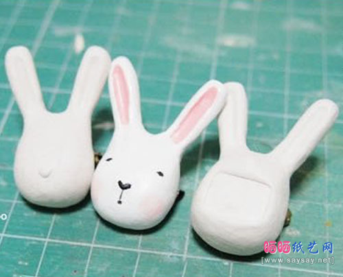 可爱小兔头软陶DIY制作成品图