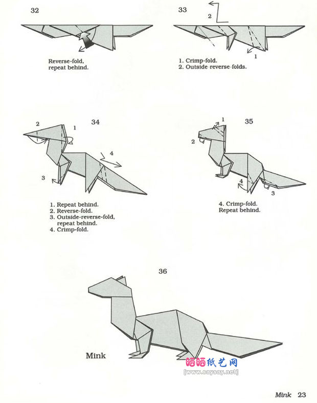 JohnMontroll的折纸水貂的折法教程详细步骤图片4