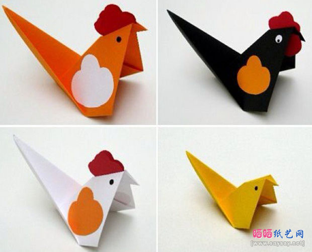 简单幼儿园折纸教程公鸡的折法