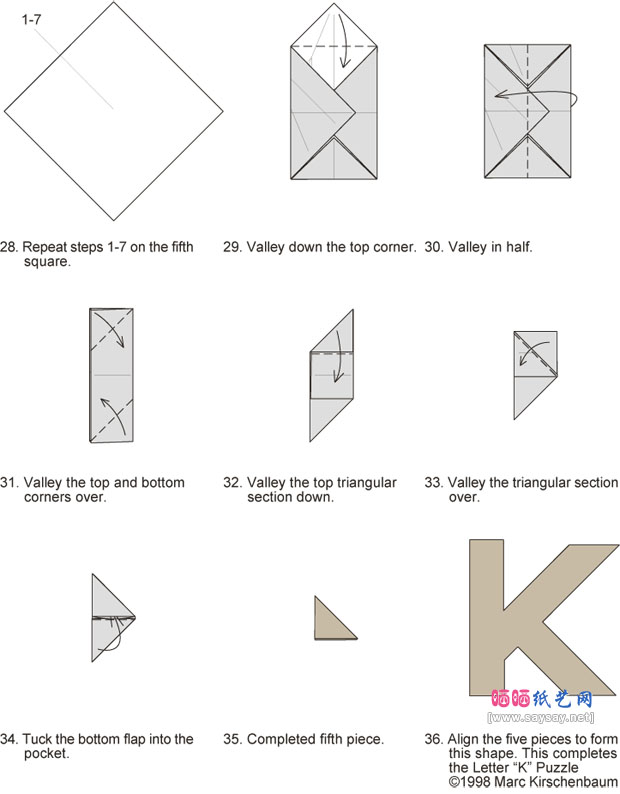 字母K手工折纸教程图解步骤4