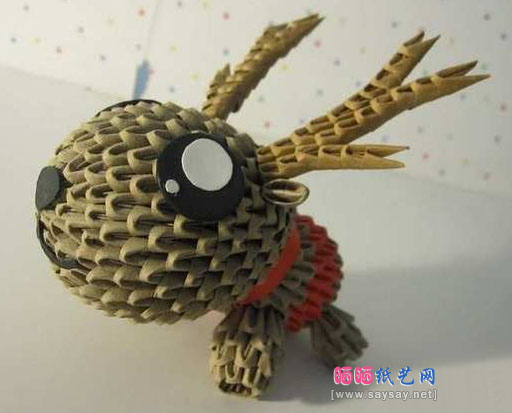 可爱的小鹿三角插折纸教程成品图