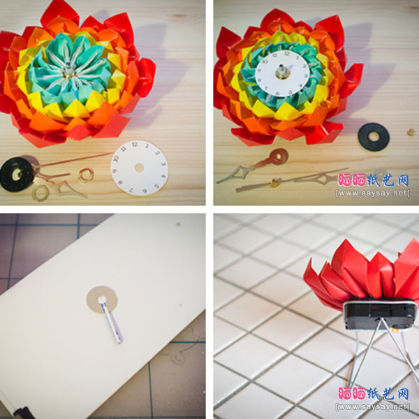 折纸手工制作精美花钟表DIY教程图片步骤5