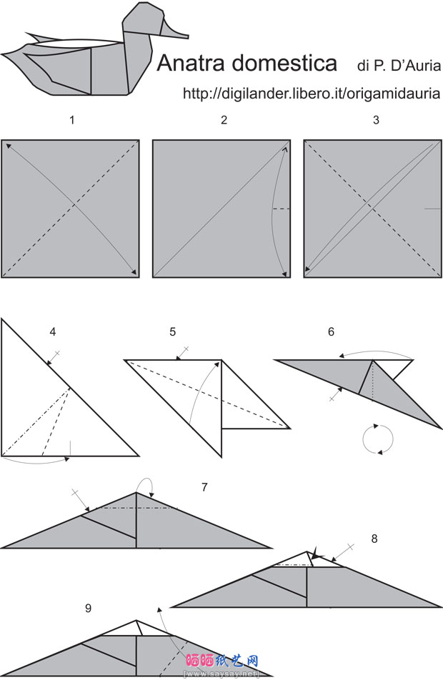PDAuria的鸭子手工折纸教程图片步骤1